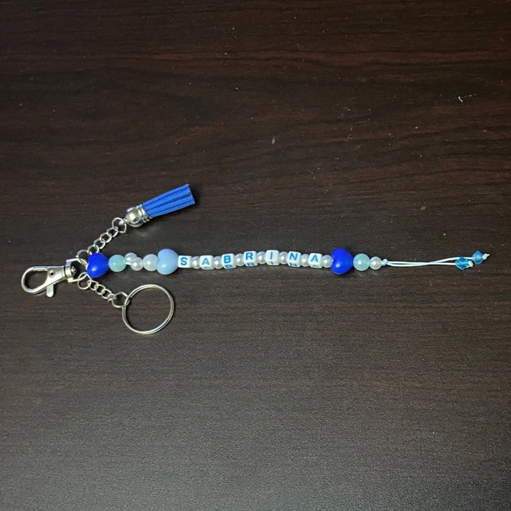 Keychain beabed purse charm with personalized Name